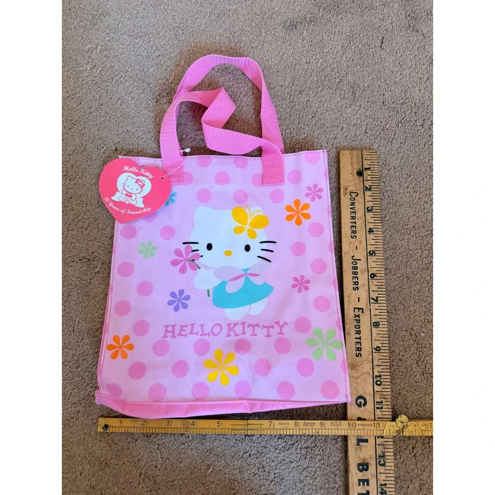 NWT Sanrio Hello Kitty 30th Anniversary Pink Polka Dot Plastic Tote Bag Vintage